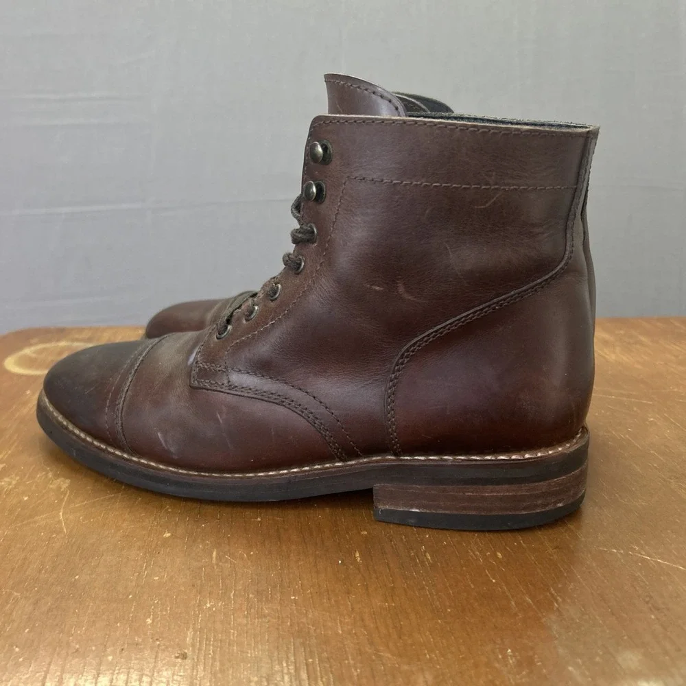 Thursday Boot Company Captain Lace Up Brown‎ Leather Cap Toe Men's 8.5 Handmade